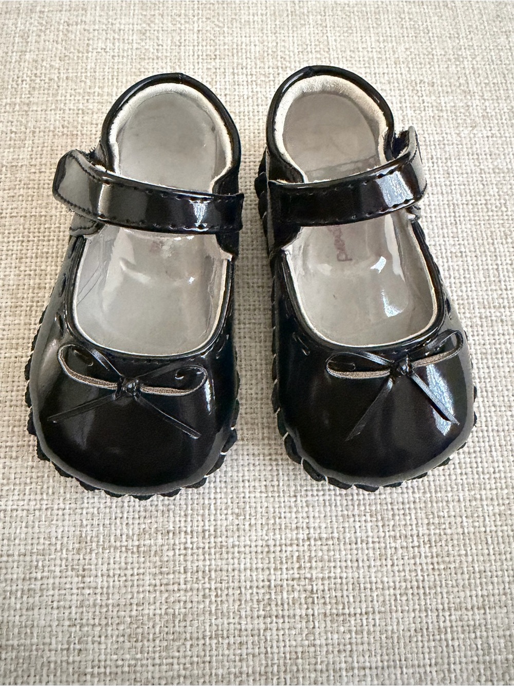 Pediped Black Patent Mary Jane Baby Walker Shoes